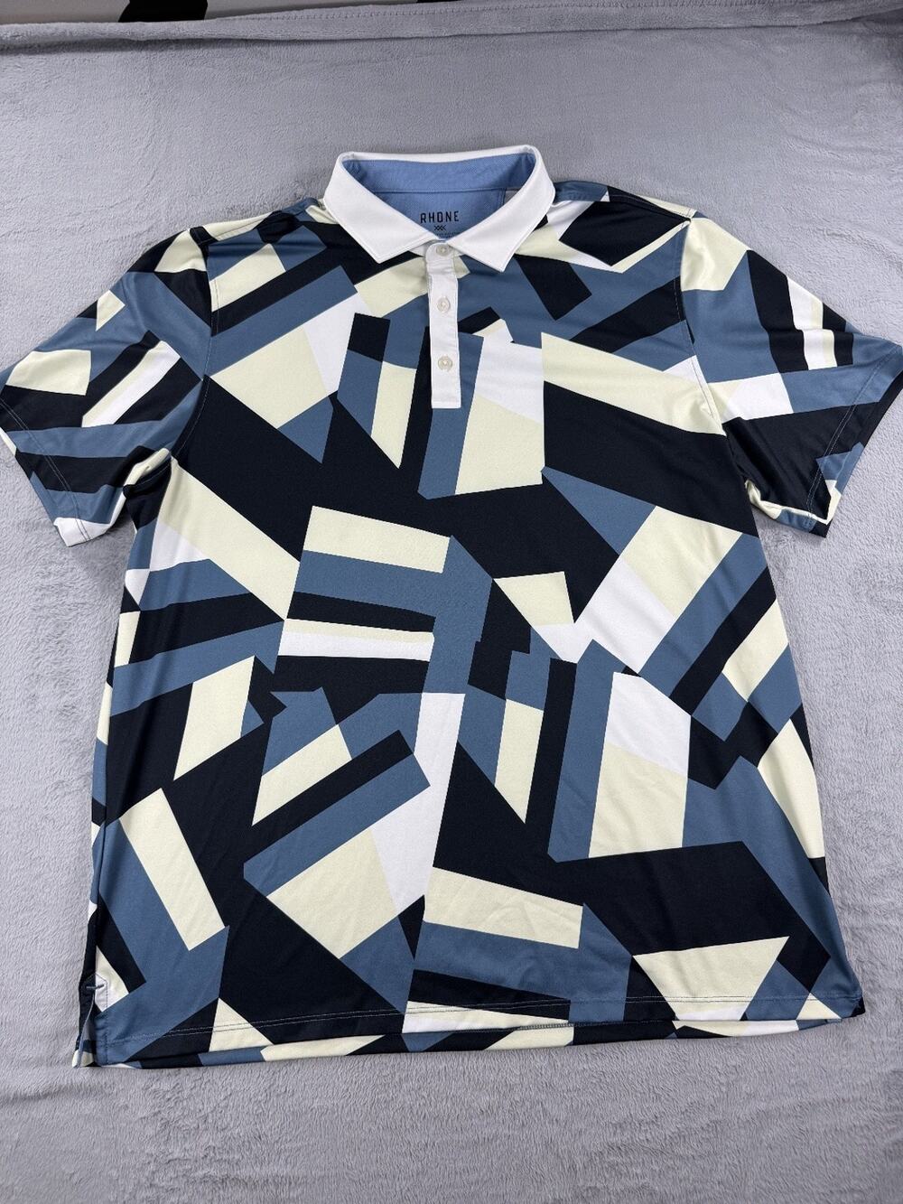Rhone Men's Extra Large Performance Polo Shirt Geometric Short Sleeve Golf